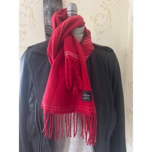 Frisson Cashmere Red & White 100% Cashmere Scarf